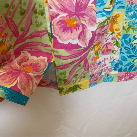 Tropical Color Block Floral Patchwork Mini Pencil Skirt Size 10 - Picture 4 of 7
